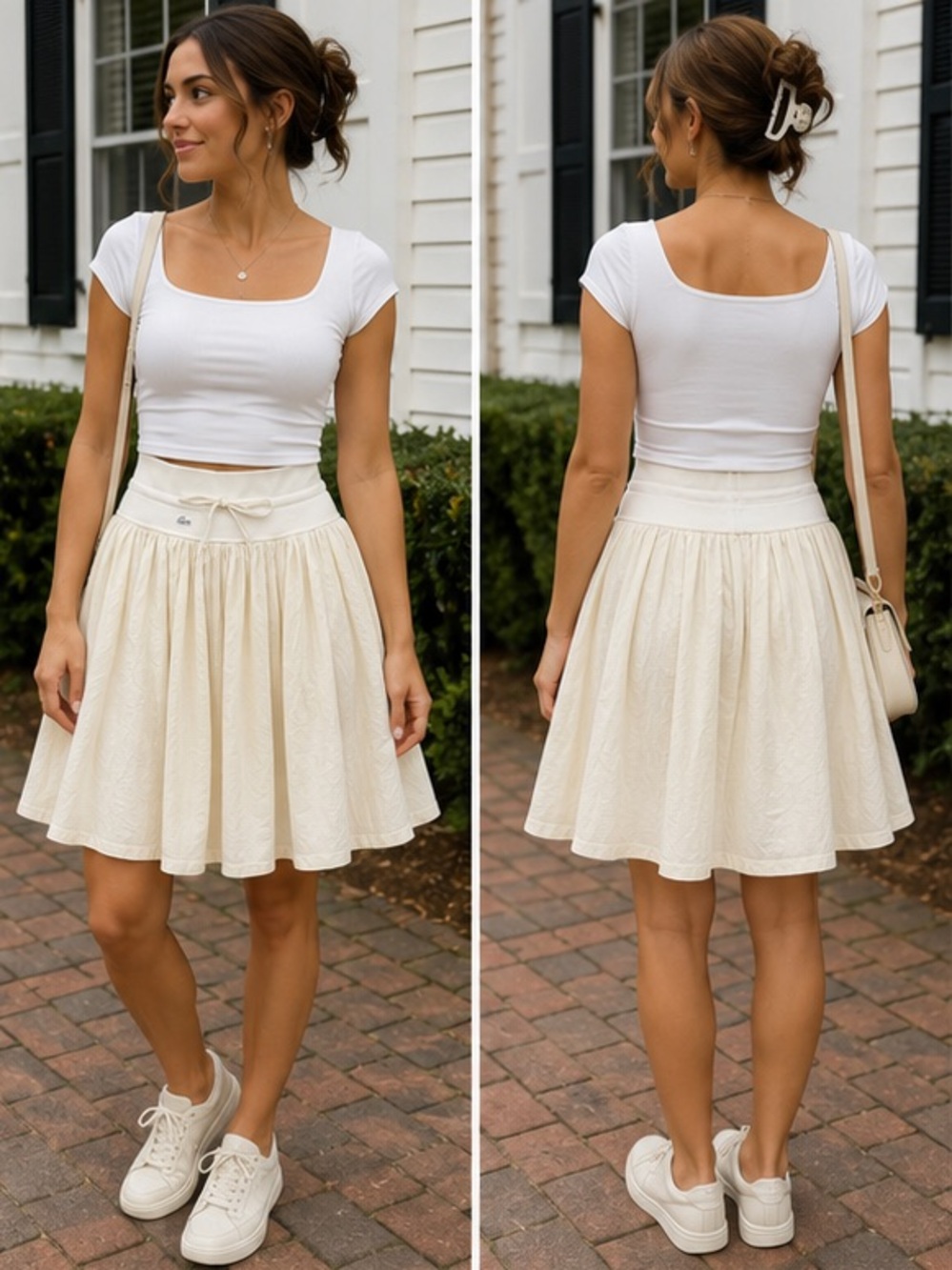 Beautiful Lacoste Made in France full skirt in a soft ivory/cream shade 🤍🐊